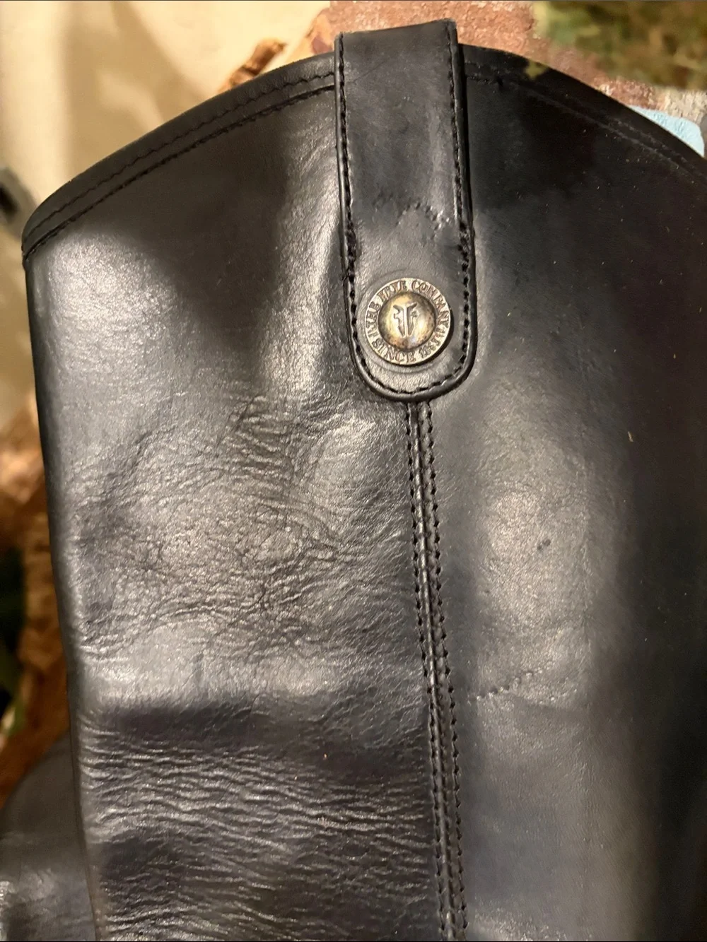 Frye Black Leather Knee-High Riding Boots with Button Accent